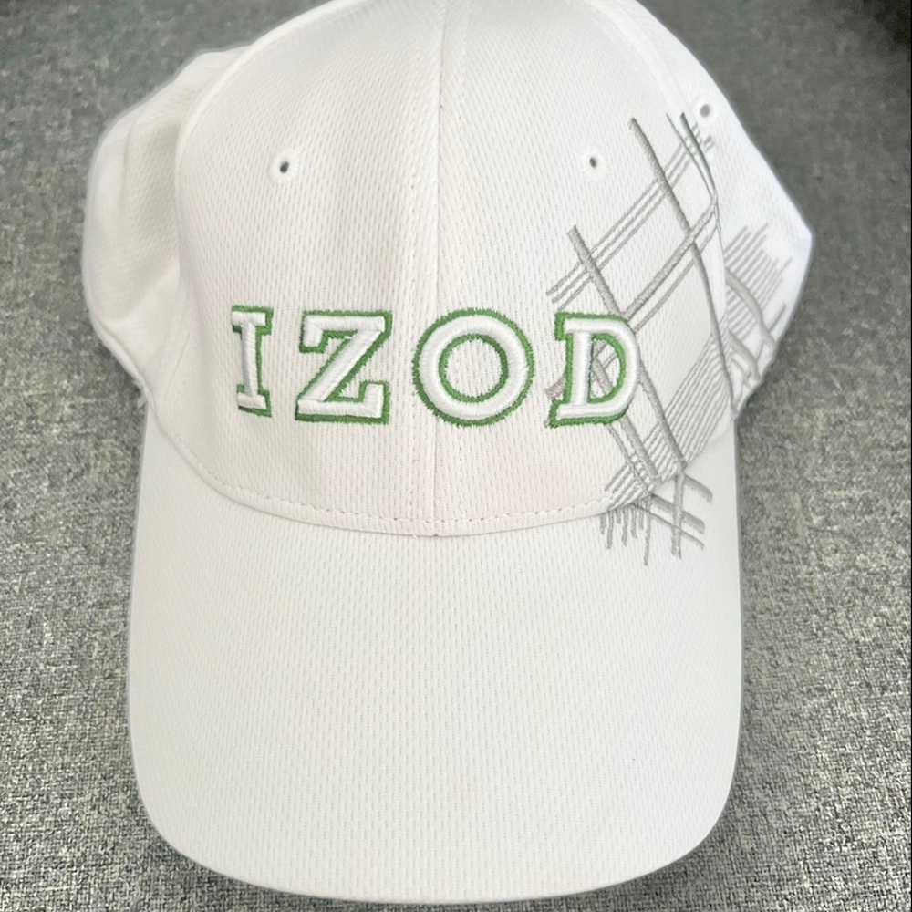 IZOD Embroidered White, Gray & Green Golf Hat Cap One Size Flex Fit